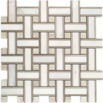Yarn Jute 12-1/2 in. x 12-1/2 in. x 10 mm Polished Marble Mosaic Tile