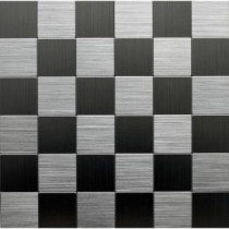 12 in. x 12 in. Peel and Stick Brushed Stainless Metal Wall Tile