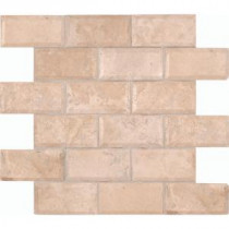 Tuscany Ivory 12 in. x 12 in. x 10 mm Honed Beveled Travertine Mesh-Mounted Mosaic Tile