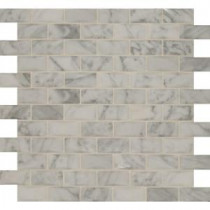 Carrara White 3-D 12 in. x 12 in. x 12mm Polished Marble Mesh-Mounted Mosaic Tile (10 sq. ft. / case)