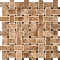 Emperador Light Basketweave 12 in. x 12 in. x 10 mm Polished Marble Mesh-Mounted Mosaic Tile (10 sq. ft. / case)