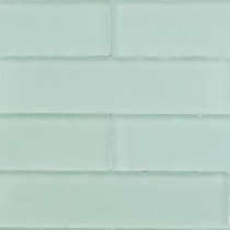 Ocean Aqua Beached 9 Loose Pieces 2 in. x 8 in. x 8 mm Frosted Glass Mosaic Tile