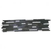 Chorus Basalt 6 in. x 24 in. x 8 mm Polished and Frosted Marble and Glass Mosaic Tile