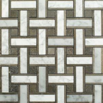 Yarn London Fog 12-1/2 in. x 12-1/2 in. x 10 mm Polished Marble Mosaic Tile