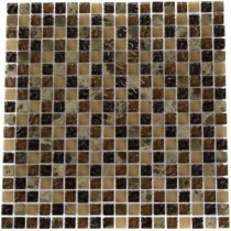 Brown Blend 12 in. x 12 in. x 8 mm Marble and Glass Mosaic Floor and Wall Tile