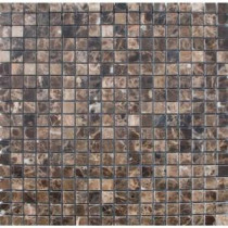 Emperador Cafe 12 in. x 12 in. x 10 mm Tumbled Marble Mesh-Mounted Mosaic Tile
