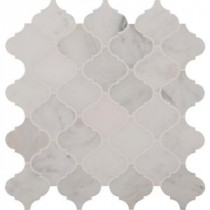 Greecian White Arabesque 12 in. x 12 in. x 10 mm Polished Marble Mesh-Mounted Mosaic Floor and Wall Tile (10 sqft./case)