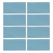 Caribbean Water Gloss 3 in. x 6 in. Glass Wall Tile