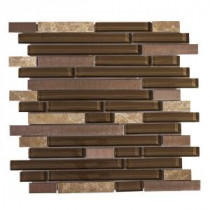 Bronze Age 11.75 in. x 13 in. x 8 mm Glass/Stone/Metal Mosaic Wall Tile