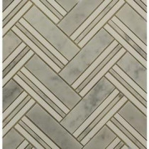 Boost Selection White Carrera with Thassos Line 11-1/4 in. x 12 in. x 10 mm Marble Mosaic Tile