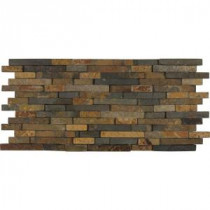 Rustique Interlocking 8 in. x 18 in. x 10 mm Slate Mesh-Mounted Mosaic Wall Tile (10 sq. ft. / case)