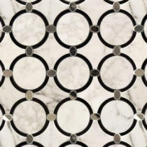 Steppe Aeternum 10-3/4 in. x 10-3/4 in. x 10 mm Polished Marble and Glass Waterjet Mosaic Tile