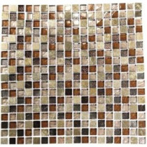 Outback Brown Blend 12 in. x 12 in. x 8 mm Marble and Glass Mosaic Floor and Wall Tile