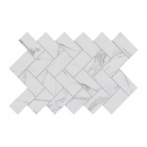 Developed by Nature Calacatta 12 in. x 14 in. x 6 mm Glazed Ceramic Herringbone Mosaic Tile