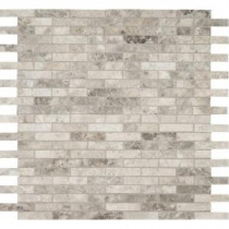 Tundra Gray Interlocking 12 in. x 12 in. x 10 mm Polished Marble Mosaic Tile (10 sq. ft. / case)