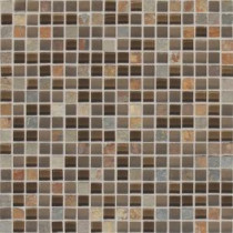 Slate Radiance Saddle 11-3/4 in. x 11-3/4 in. x 8 mm Glass and Stone Mosaic Blend Wall Tile