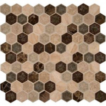 Kensington Hexagon 12 in. x 12 in. x 8 mm Glass Stone Mesh-Mounted Mosaic Wall Tile (10 sq. ft. / case)