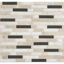 Stone Radiance Kinetic Khaki 11-3/4 in. x 12-1/2 in. x 8 mm Glass and Stone Mosaic Blend Wall Tile
