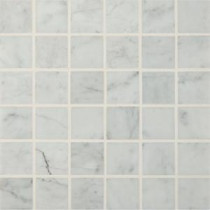 Carrara White 12 in. x 12 in. x 10 mm Polished Marble Mesh-Mounted Mosaic Floor and Wall Tile (10 sq. ft. / case)