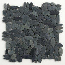 Kuala Komodo Black 12 in. x 12 in. x 12.7 mm Pebble Mesh-Mounted Mosaic Floor and Wall Tile (10 sq. ft. / case)