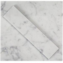 Brushed White Carrera 2 in. x 8 in. x 8 mm Marble Mosaic Tile