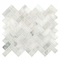 Arabescato Carrara Herringbone Pattern 12 in. x 12 in. x 10 mm Honed Marble Mesh-Mounted Mosaic Tile (10 sq. ft. / case)
