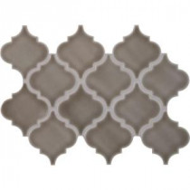 Dove Gray Arabesque 10-1/2 in. x 15-1/2 in. x 8 mm Glazed Ceramic Mesh-Mounted Mosaic Wall Tile (11.3 sq. ft. / case)