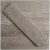 Brushed Coffee Wood 2 in. x 8 in. x 8 mm Marble Mosaic Tile