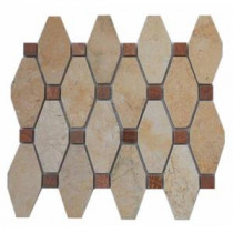 Artois Pattern Jerusalem Gold with Wood Onyx Dot 10.25 in. x 11.75 in. x 5 mm Mosaic Marble Floor and Wall Tile