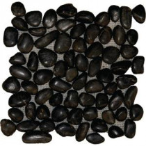 Black Pebbles 12 in. x 12 in. x 10 mm Polished Quartzite Mesh-Mounted Mosaic Tile (10 sq. ft. / case)