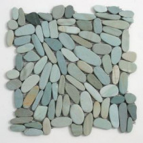 Kuala Batik Blue 12 in. x 12 in. x 12.7 mm Natural Stone Pebble Mesh-Mounted Mosaic Tile (10 sq. ft. / case)