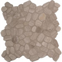 White Oak Pebbles 12 in. x 12 in. x 10 mm Tumbled Marble Mesh-Mounted Mosaic Tile (10 sq. ft. / case)