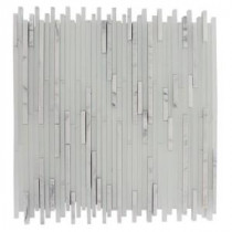 Tetris Stylus Carrara Ice Pattern 12 in. x 12 in. x 8 mm Glass Mosaic Floor and Wall Tile