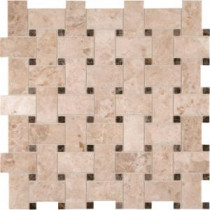 Crema Cappuccino Basketweave 12 in. x 12 in. x 10 mm Polished Marble Mesh-Mounted Mosaic Tile (10 sq. ft. / case)