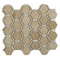 Ambrosia Crema Marfil 12 in. x 12 in. x 10 mm Polished Pearl and Marble Mosaic Tile