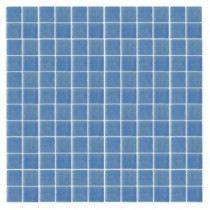 Oceanz O-Blue-1721 Mosaic Recycled Glass Anti Slip 12 in. x 12 in. Mesh Mounted Floor & Wall Tile (5 sq. ft. / case)