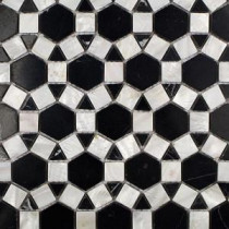 Noble Hexagon Nero Marquina 9-3/4 in. x 12-1/4 in. x 10 mm Polished Pearl and Marble Mosaic Tile