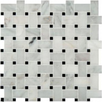 Greecian White Basketweave 12 in. x 12 in. x 10 mm Honed Marble Mesh-Mounted Mosaic Tile (10 sq. ft. / case)